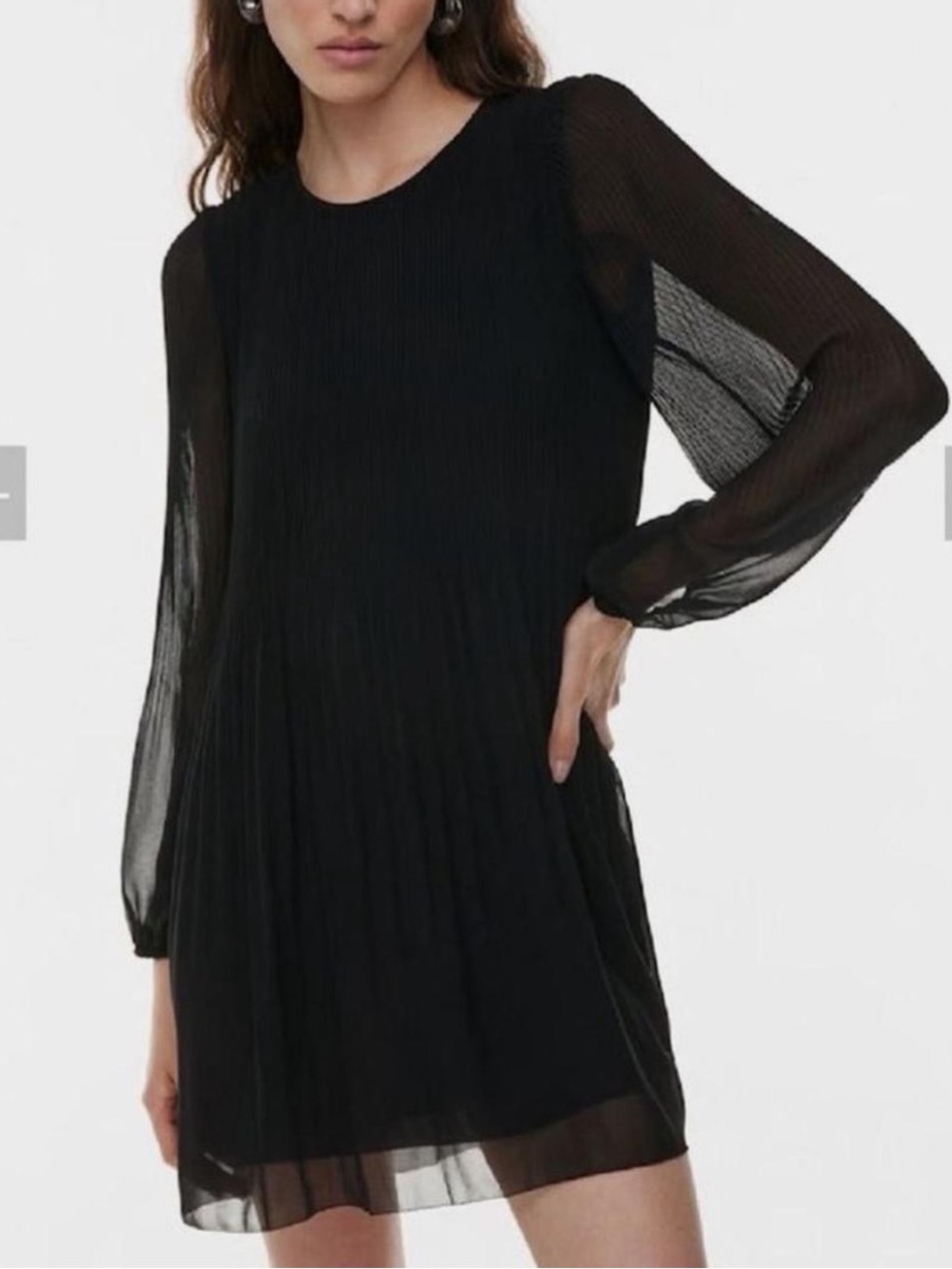Aritzia Wilfred Black Mini Dress with Sheer Long Sleeves
